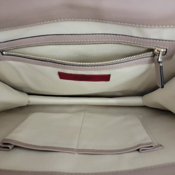 Valentino Vitello Large Glam Lock Rockstud Flap Bag Poudre - Picture 15 of 15